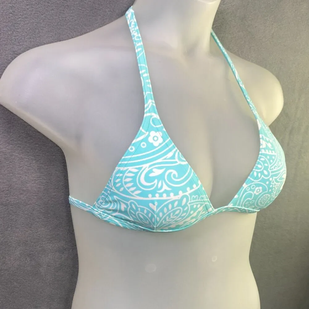 Agua Doce Bikini Brazilian Women S Aqua Blue White Flower Cheeky Bottom 2-pc